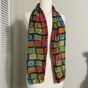 Multicolor Papel Picado Sheer Scarf Sugar Skulls Colorful Rainbow Banners